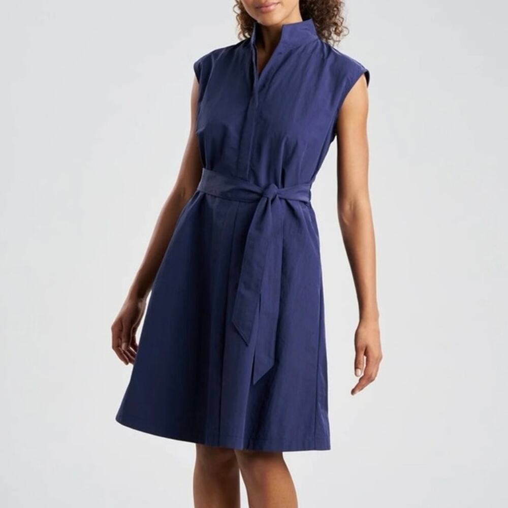NATORI Solid Taffeta Tie Front Dress Small